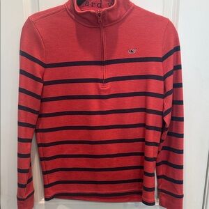Vineyard Vines Red and Blue Striped Zip-Up Sweater